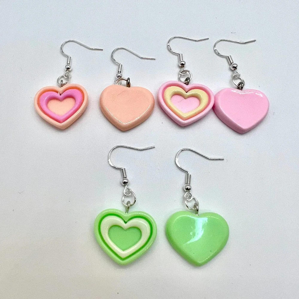Heart Earrings - Pastel Earrings - Kawaii Earrings - Barbie Earrings - Little DD